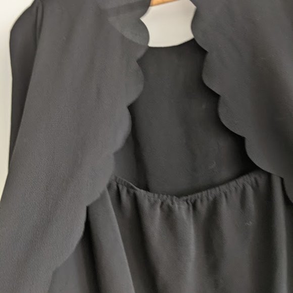 Papermoon Black Scalloped Layered Blouse Size SP - Picture 7 of 11